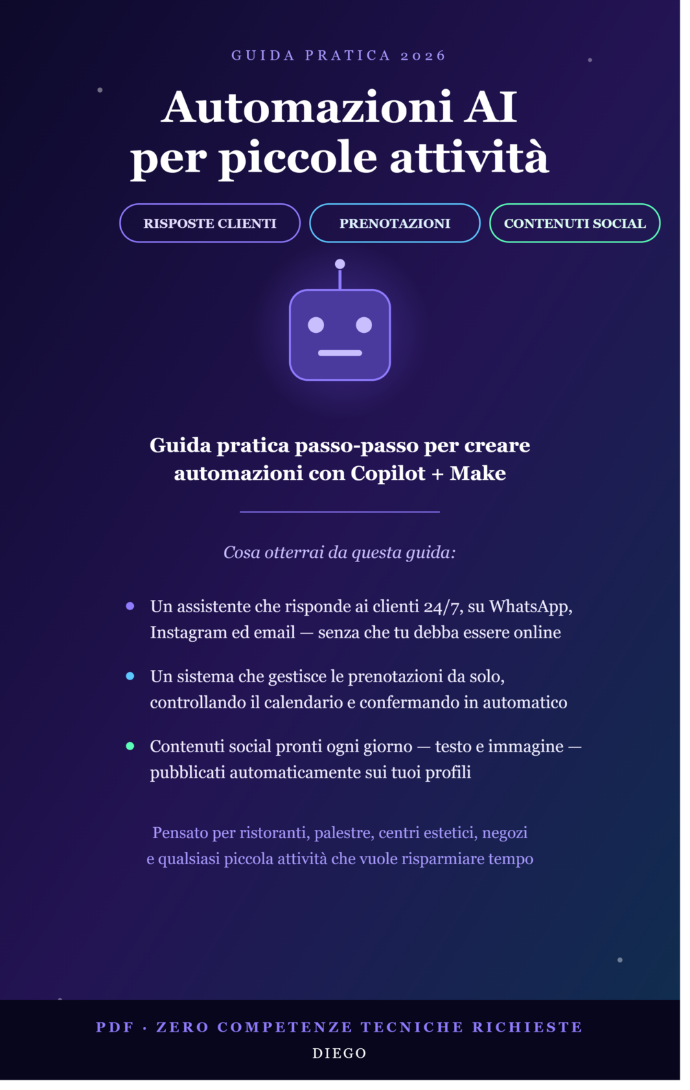 Copertina del manuale Automazioni AI per piccole attività, fatture e scadenze