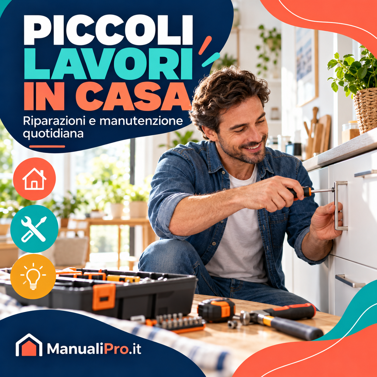 Persona che ripara un mobile con un cacciavite e strumenti fai da te